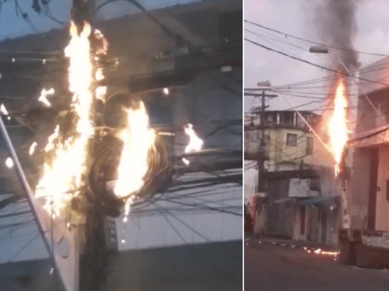 Imagem de Incêndio em poste deixa moradores sem energia no centro de Lauro de Freitas