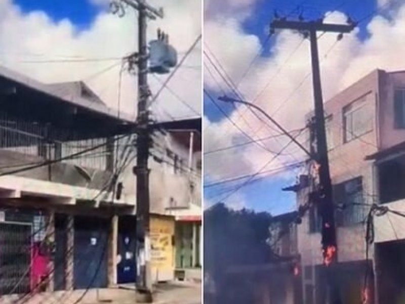 Imagem de Postes pegam fogo na manhã desta terça (14) no Imbuí e em Boca da Mata