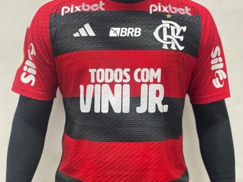 Imagem de "Todos com Vini JR.": Flamengo terá mensagem na camisa e mosaico em apoio a atleta