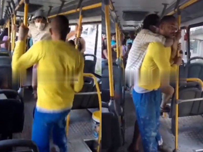 Imagem de Passageiros entram em luta corporal dentro ônibus na BR-324; veja vídeo