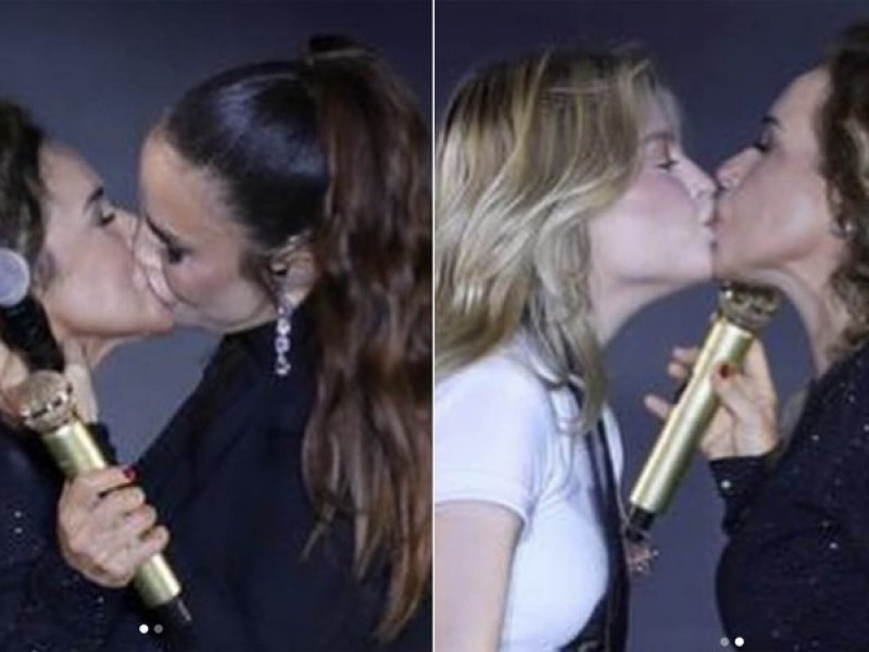 Imagem de VÍDEO: Daniela Mercury beija Ivete Sangalo e Luisa Sonza durante show