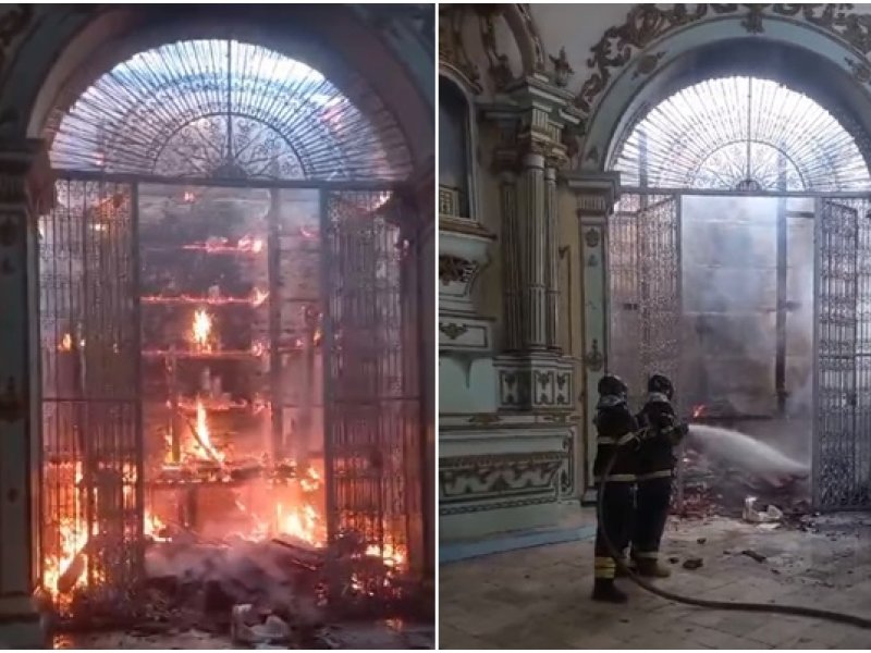 Imagem de VÍDEO: Incêndio atinge igreja católica em Valença