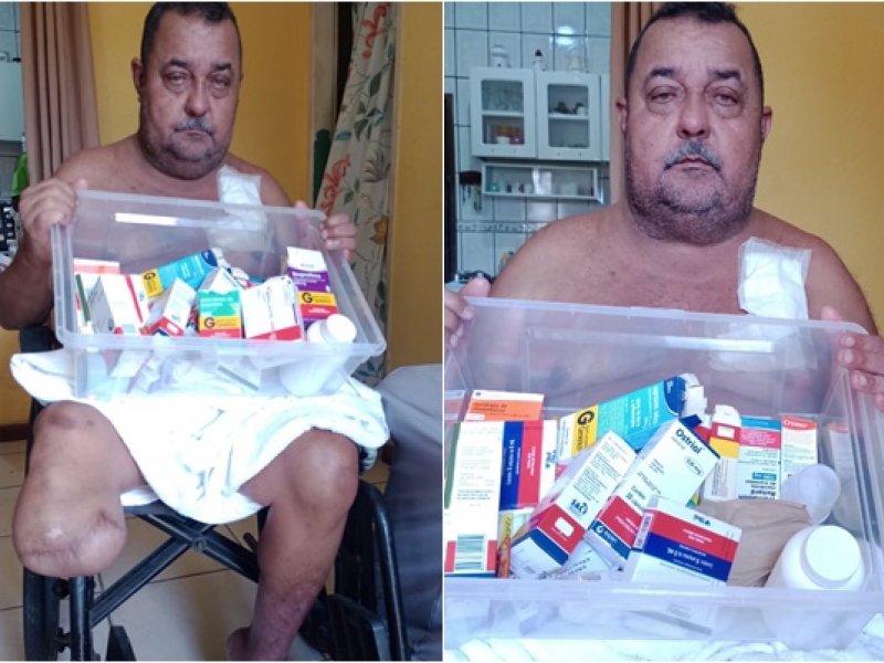Imagem de Com perna amputada, paciente renal relata dificuldade para pegar remédios em hospital e faz apelo a deputados