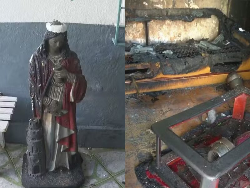 Imagem de Casa é parcialmente atingida por incêndio em Salvador; imagem de santa não foi destruída