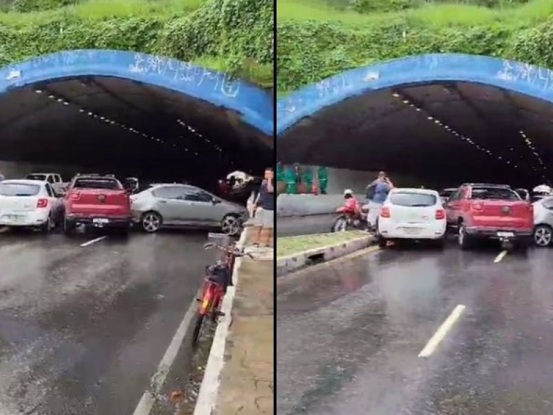 Imagem de Engavetamento bloqueia trânsito de túnel em Salvador; assista 