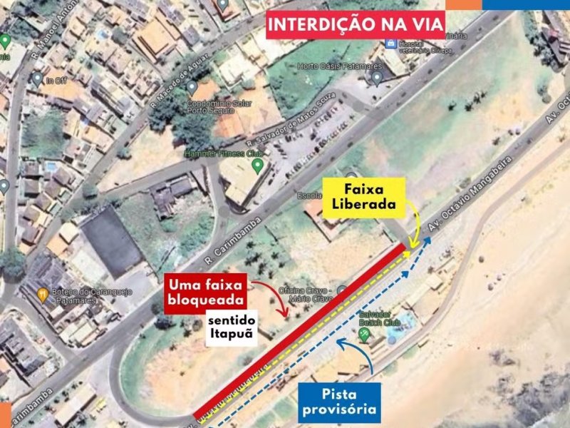 Imagem de Trânsito será parcialmente bloqueado em trecho da Avenida Octávio Mangabeira, em Patamares
