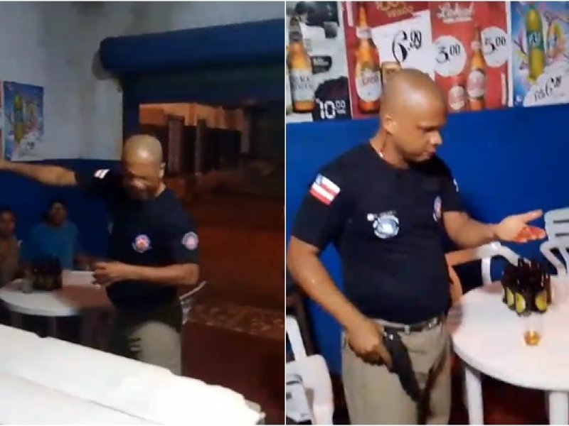 Imagem de VÍDEO: PM recebe garrafada após agredir e apontar arma para mulher dentro de bar em Camamu