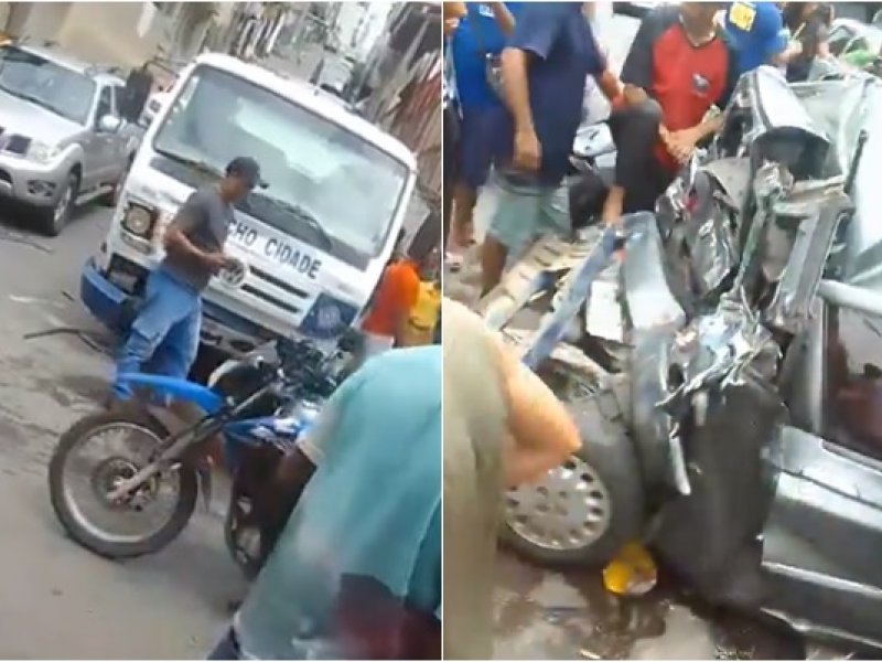 Imagem de VÍDEO: Caminhão desce ladeira desgovernado e destrói veículos na Baixa de Quintas