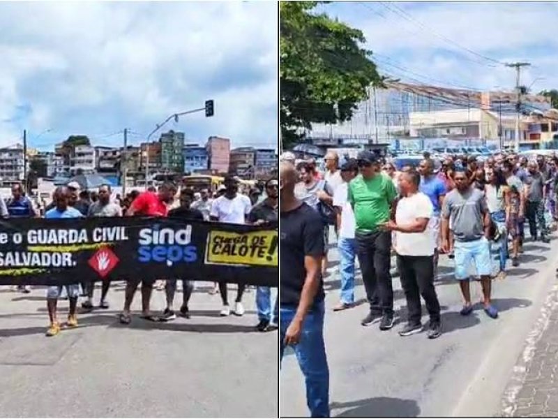 Imagem de Guardas civis municipais realizam protesto na Avenida San Martin e cobram Prefeitura de Salvador