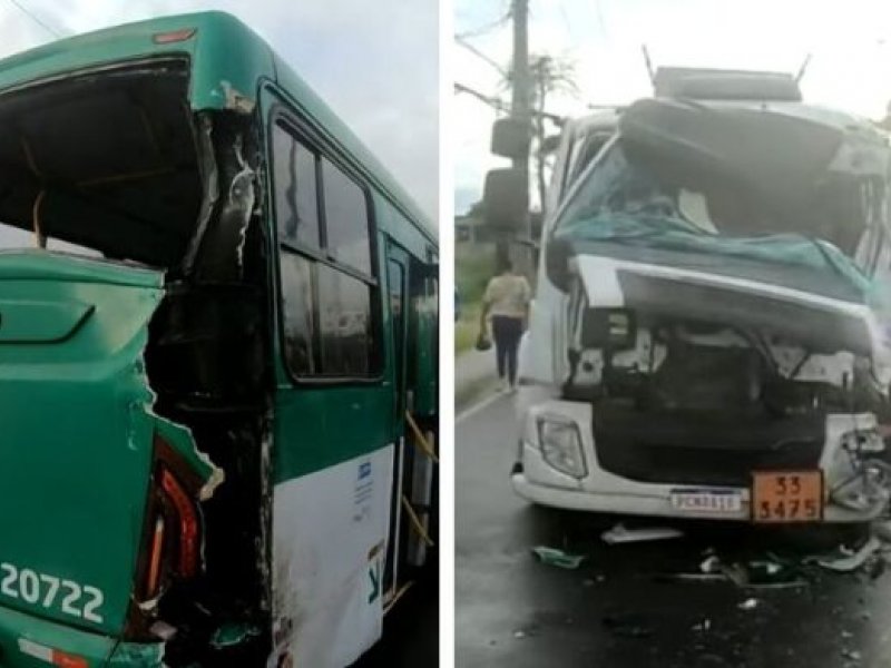 Imagem de Acidente entre ônibus e caminhão deixa feridos e trânsito congestionado no Largo do Retiro 
