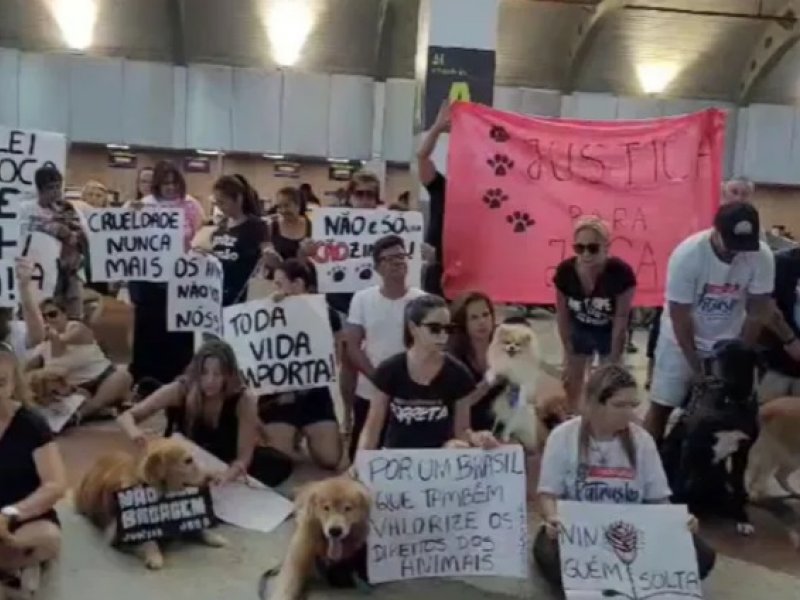 Imagem de Tutores protestam no Aeroporto de Salvador cobrando 'justiça por Joca'