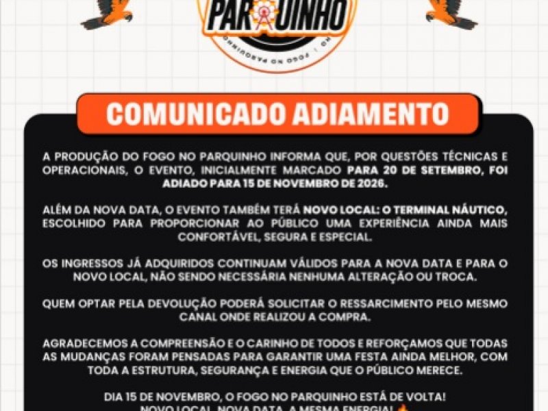 Imagem de Fogo no Parquinho é adiado e ganha nova data e local em Salvador