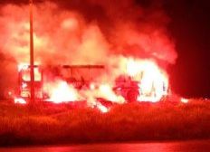 Imagem de Ônibus pega fogo em Barreiras, região oeste da Bahia.