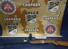 Imagem de  Cipe Chapada apreende explosivo e arma em Novo Horizonte