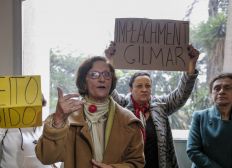 Imagem de Manifestantes protestam em São Paulo contra Gilmar Mendes