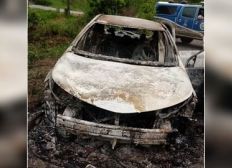 Imagem de Corpo é encontrado carbonizado dentro de carro em Simões Filho; Vítima pode ser PM