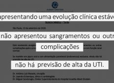 Imagem de Bolsonaro tem 'evolução clínica estável' após cirurgia, diz boletim médico