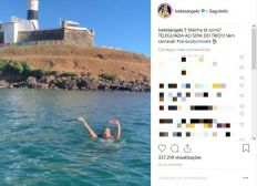 Imagem de Ivete Sangalo posta vídeo mergulhando em praia do Farol da Barra