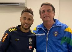 Imagem de Bolsonaro visita Neymar em clínica de Brasília