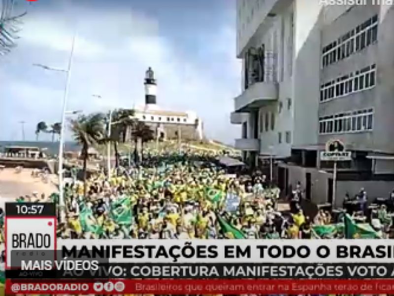 Imagem de Apoiadores de Bolsonaro protestam a favor do voto impresso neste domingo (1º) em Salvador