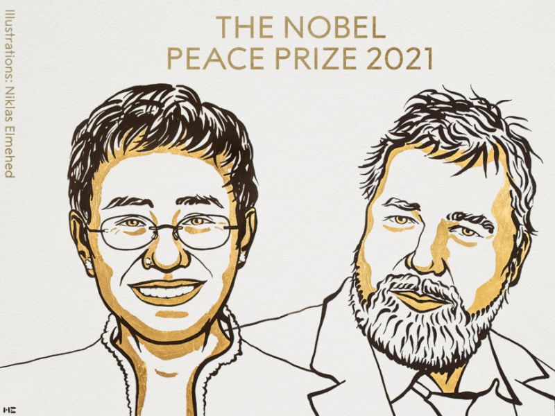 Imagem de Jornalistas Maria Ressa e Dmitry Muratov ganham Nobel da Paz 2021