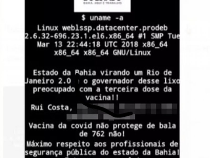 Imagem de Site da SSP é hackeado e ofensas ao governador são postadas