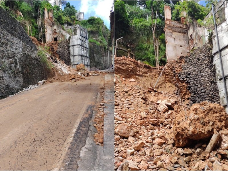 Imagem de Ladeira da Montanha permanece interditada neste sábado após desabamento de casarão