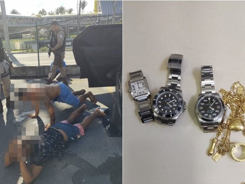 Imagem de Suspeitos de tentar sequestro relâmpago são presos com relógios Rolex na Av. Paralela